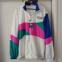 3XL Puma Men's Full-Zip Woven Jacket White Luminous Pink