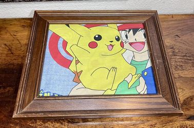 Vintage Pokemon standard pillowcase featuring Pikachu & Ash Ketchum. The pillowcase is from 1995 The design is vibrant, W red, yellow, & blue color⬇️