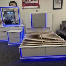 Queen LED 4 Piece Bedroom Set