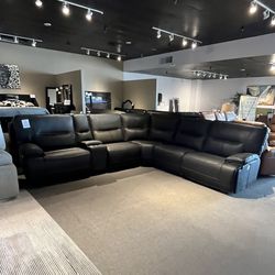 Black 6pc Power Reclining Sectional Couch