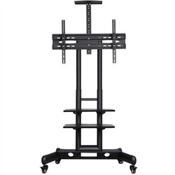Adjustable Mobile TV Stand Rolling TV Cart with Wheels Black