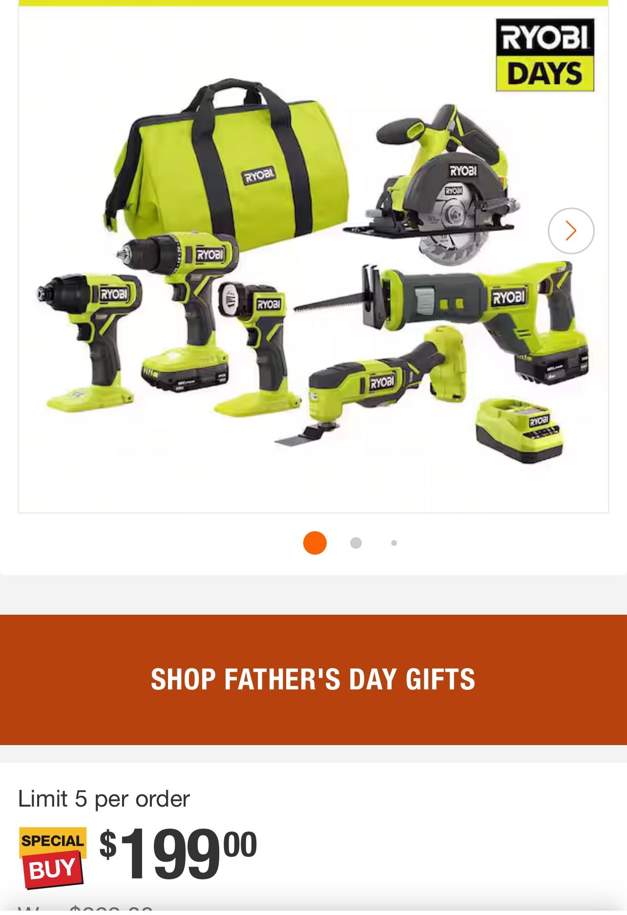 RYOBI Powertool Bundle $249