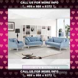 [EXCLUSIVE] Roxy Sky Blue Living Room Set by Meridian