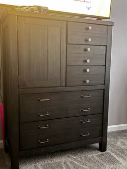 Dark Wood Chest of Drawers with Cabinet