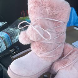 Adorable, Pink Fur Boots Never Worn Size 8 Brand New