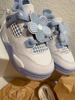 Aluminum/Blue Tint Jordan Retro 4’s 6c