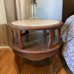 Quaint End Table With Marble Top 