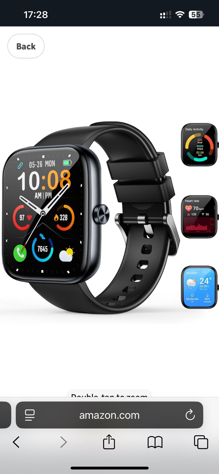 Smart Watch for Men Women, 1.83" HD Touchscreen Fitness Watch with Bluetooth Call&Message Notifications, 110+Sport Modes, 24/7 Heart Rate/Sleep Monito