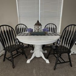 Custom Finished Rustic Farmhouse Dining Table W/ 4 Chairs 