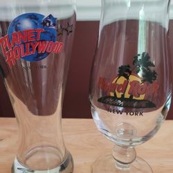 PLANET HOLLYWOOD AND HARD ROCK BEER GLASSES