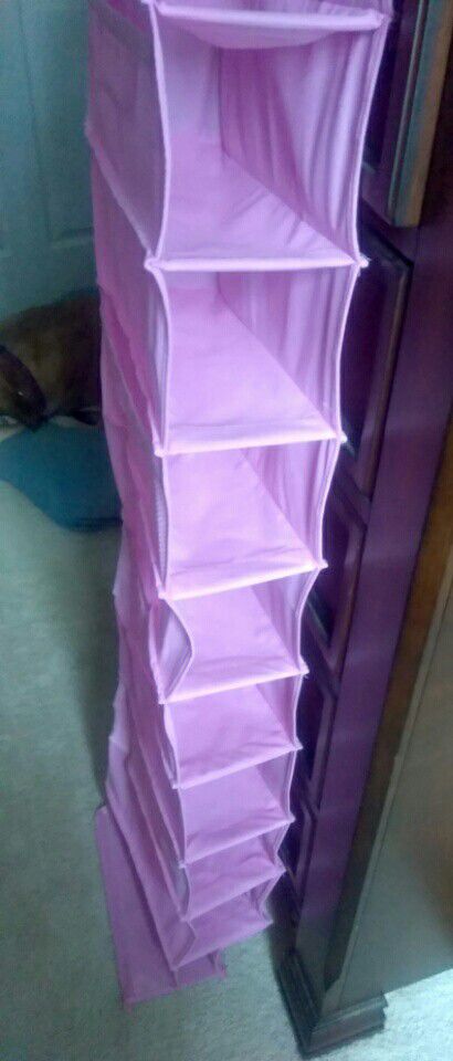 Pink closet shoe organizer