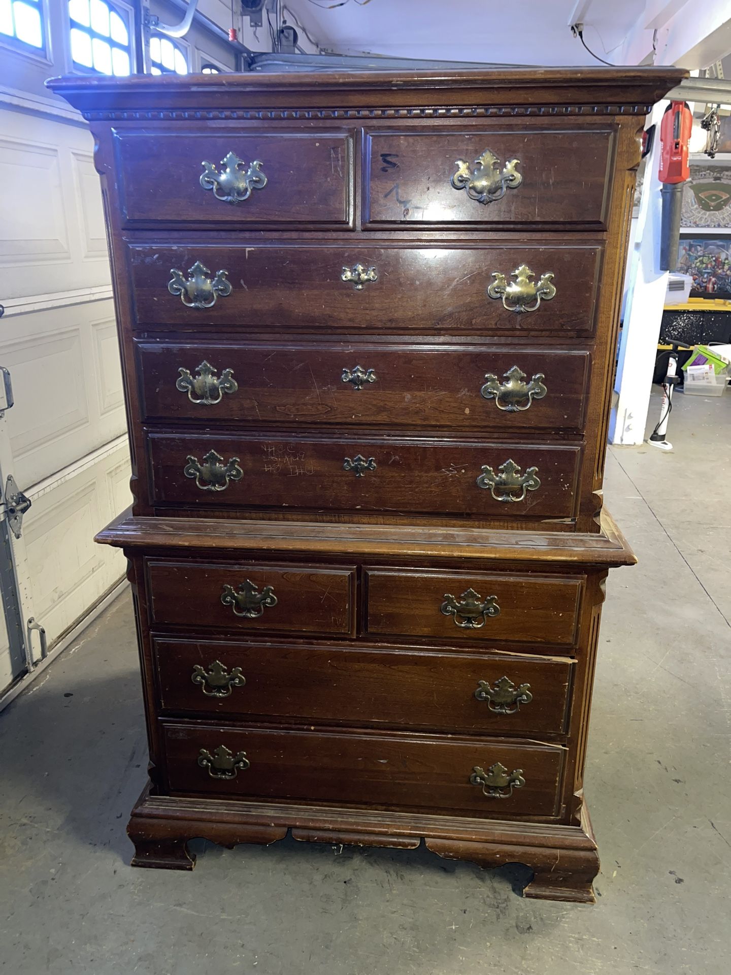 Tall Wood Dresser Drawers Made In USA Vintage