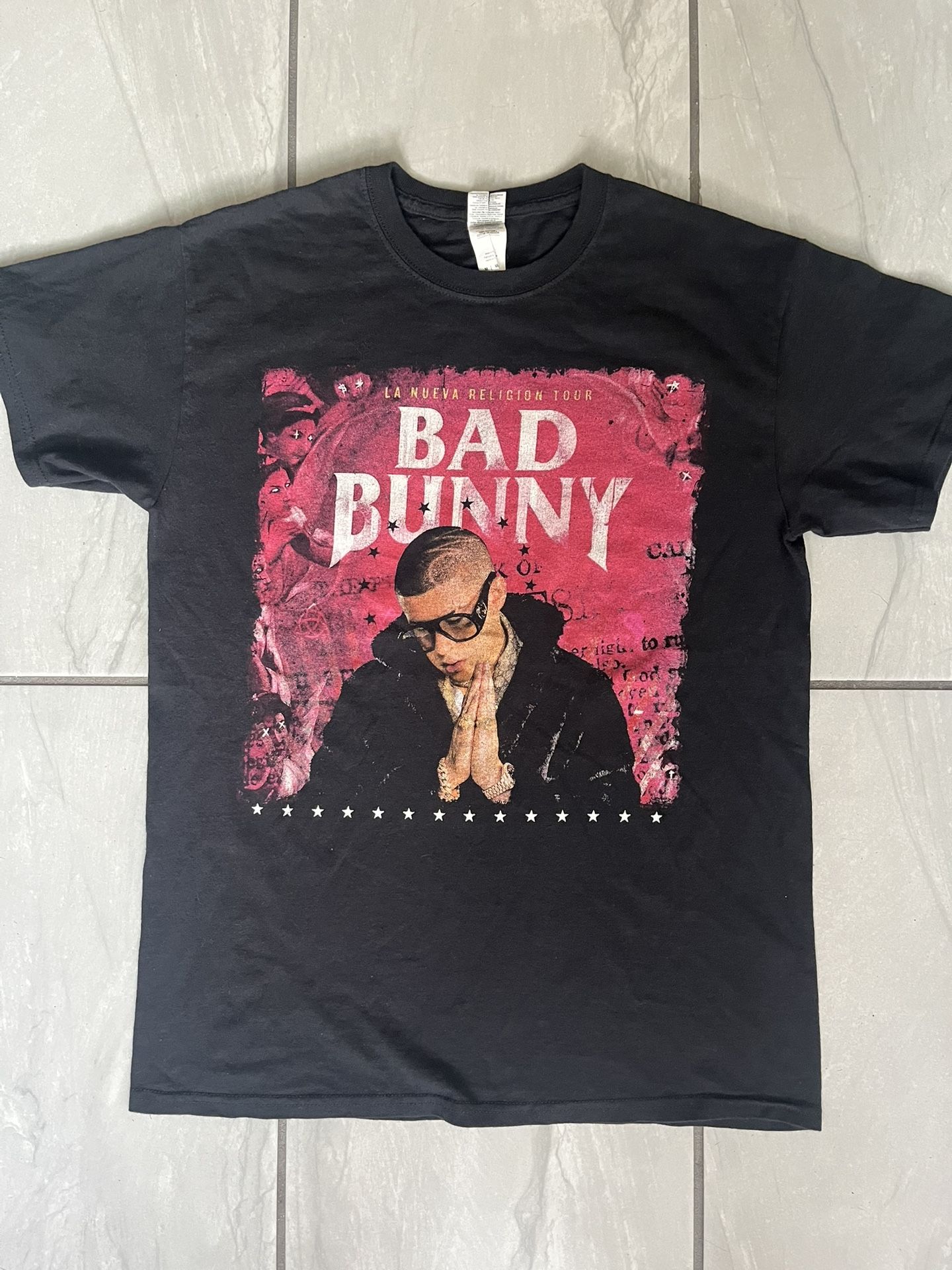 BAD BUNNY LA NUEVA RELIGION TOUR TEE SHIRT 2018 BLACK Medium