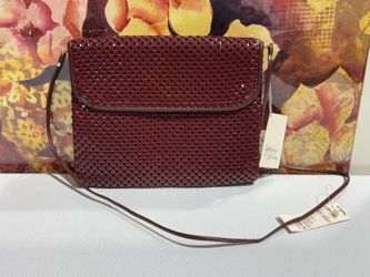 Whiting & Davis Red Mesh Bag Crossbody Purse New With Tag Printed in U.S. A.
