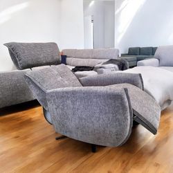 Brand New Swivel Recliner Chair w/ Adjustable Headrest – Gray – Only $349