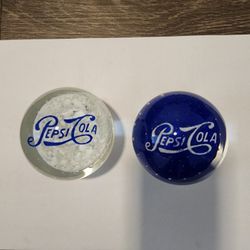 Vintage Pepsi-Cola Glass Paperweights 