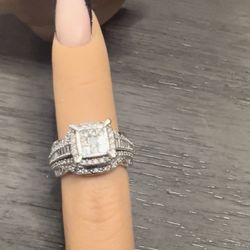 10K white gold hand assembled fancy cluster ring