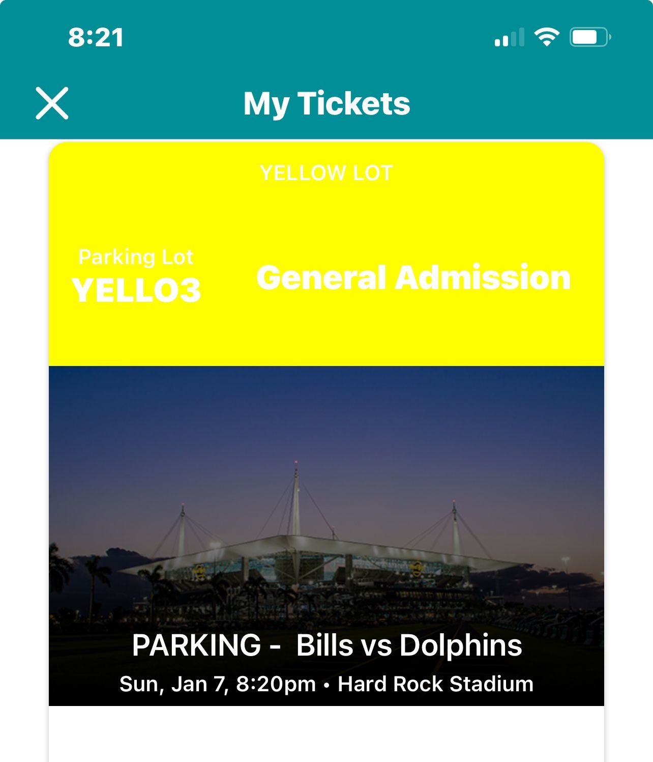 Dolphins Parking Pass 