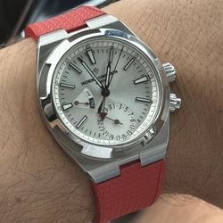 Vacheron Constantin Overseas 7900v Dual Time GMT Silver Dial Watch Full Set 