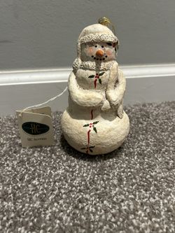 Holiday Crackle Jack Snowman- 6” Tall With Tag Attached 
