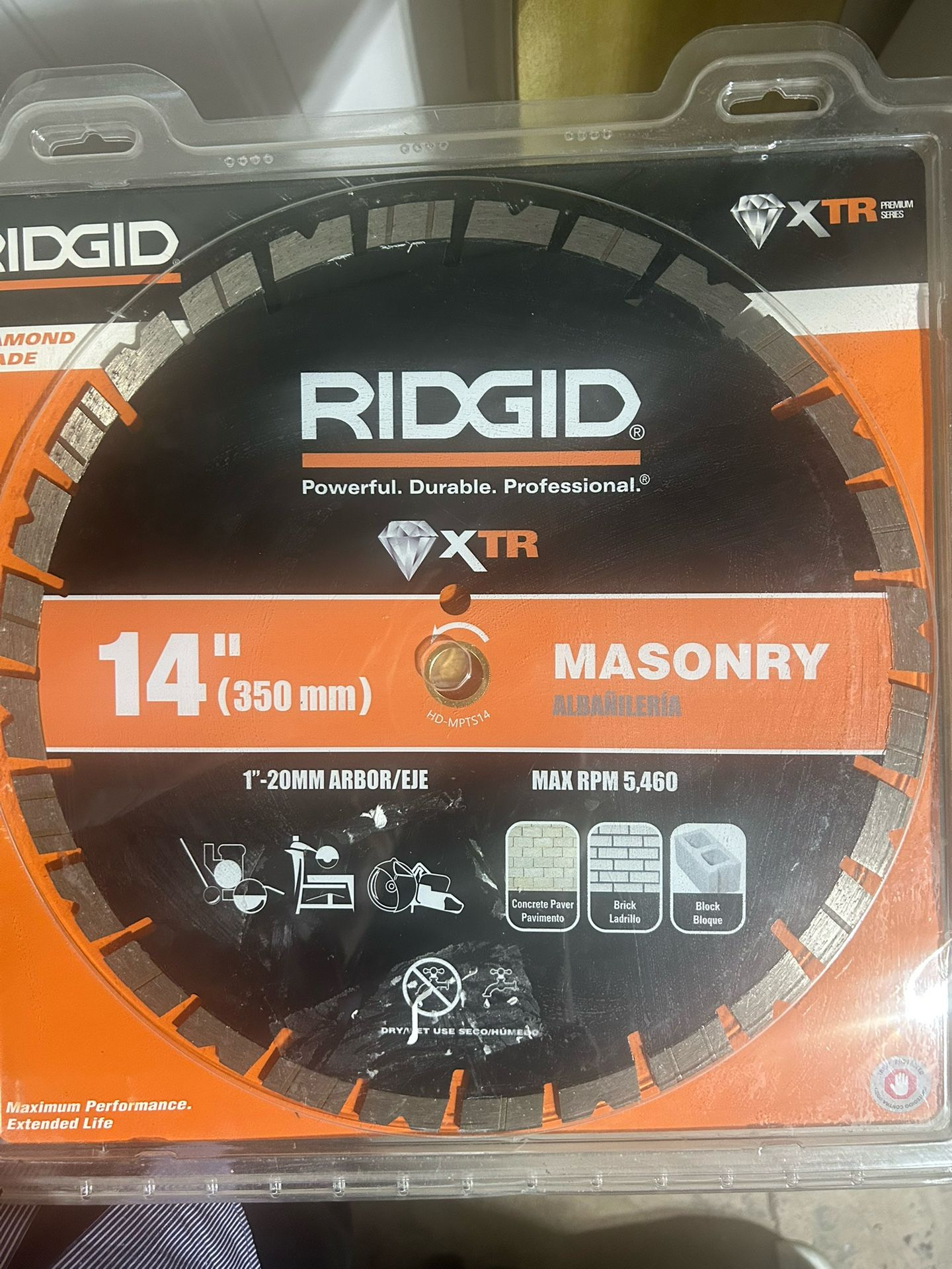RIDGID diamond blade 14” XTR premium series.
