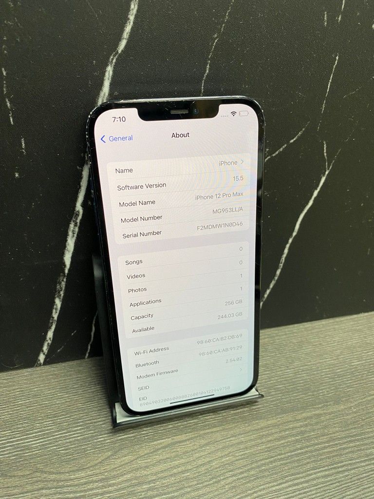 iPhone 12 Pro Max 256gb Unlocked ID: 2333