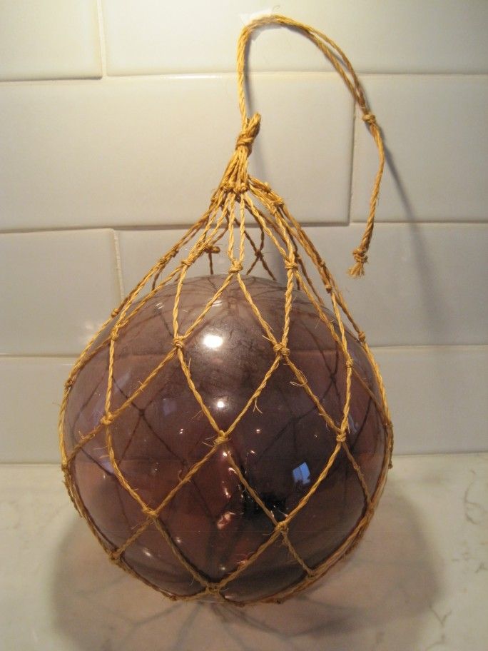 1970's era Vintage Decorative Light Purple Glass Float in Net