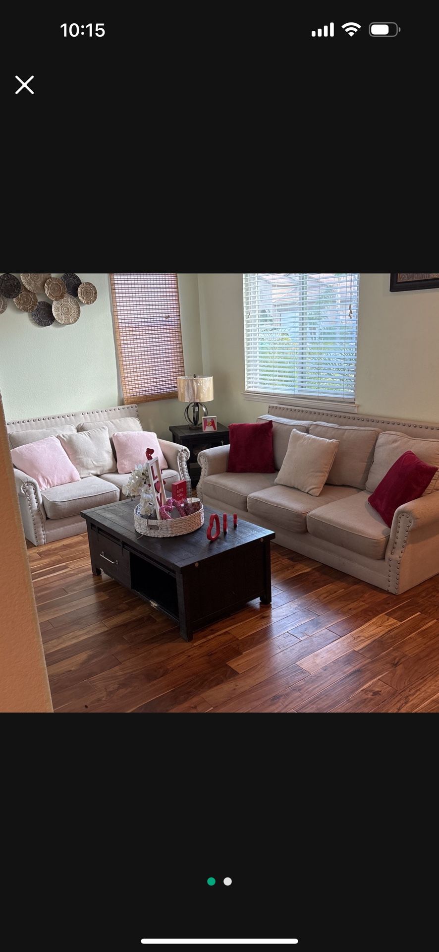 Couches, coffee table and 2 end tables