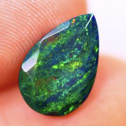 2.11Ct Welo Black Opal Polished - Ethiopian Opal - Pear Faceted