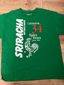 Sriracha Spicy Hot Chili Sauce USA 2014 Rooster 34 Years Anniversary T Shirt 2XL