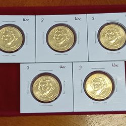 5 Uncirculated Washington Dollars
