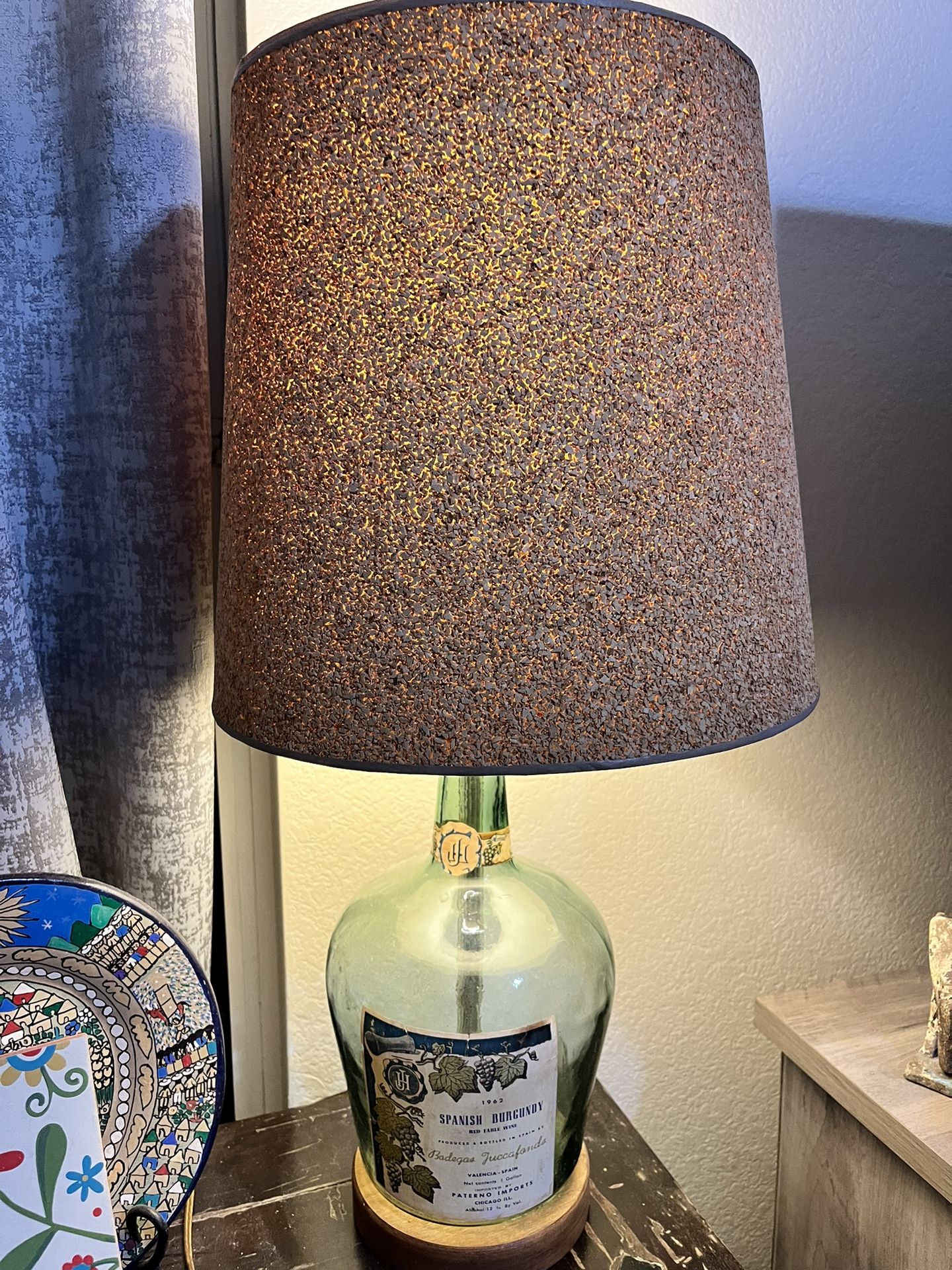 Vintage Wine Bottle Lamp With Cork Shade