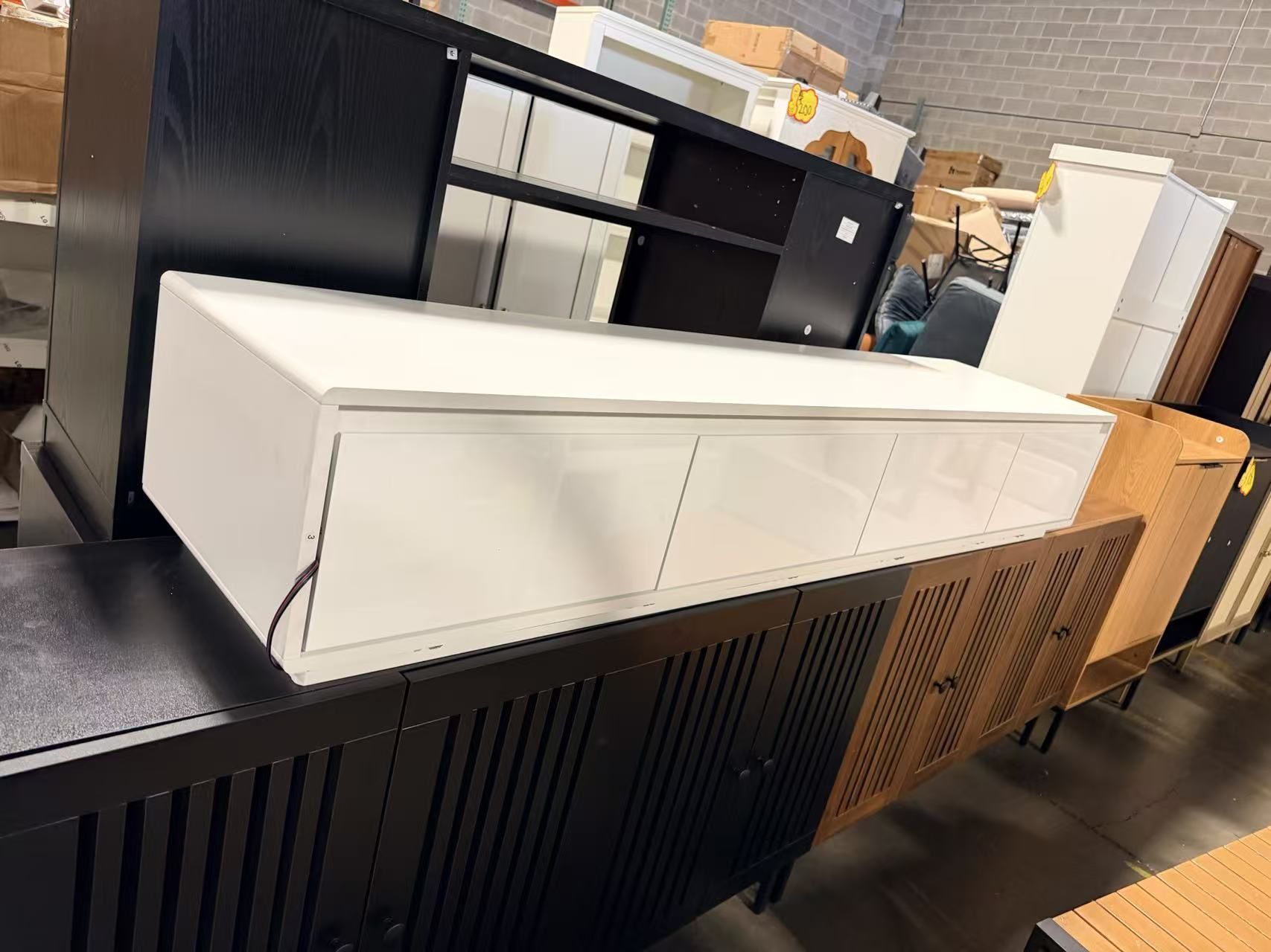 6Ft TV stand white color with LED lights $130