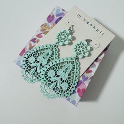 M. Haskell Mint Green Lace Earrings