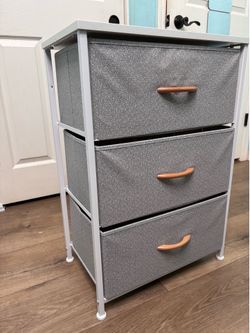 3-drawer fabric bin dresser (white frame)
