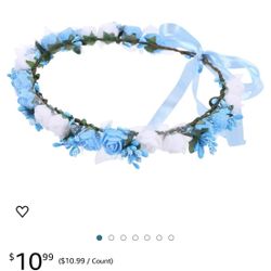 Bride Headband Beach Bridal Crown Wedding Photography Flower Floral for Wreath Party Bride Girl Women Leaf Head Artificial Hair Accessories Girls Blue
