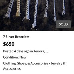 5 Silver Bracelets