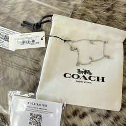 NWT Authentic Coach Silver Charm Bracelet Authentic w/ Dust Bag New