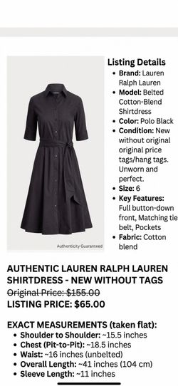Lauren Ralph Lauren Belted Cotton-Blend Shirtdress.