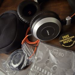 Jabra Evolve 80 MS Wired Stereo Over-Ear Headphones With Active Noise Cancelation