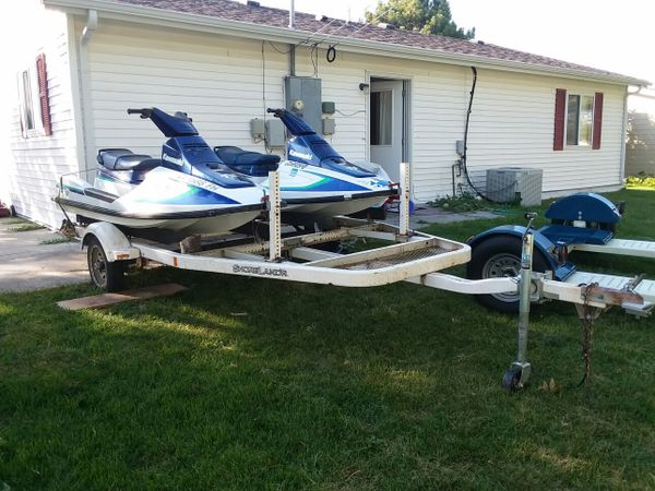 Two jet skies and trailer. 90s kawasaki 650s both run perfect.