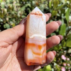 Carnelian And Quartz Crystal Tower Point
