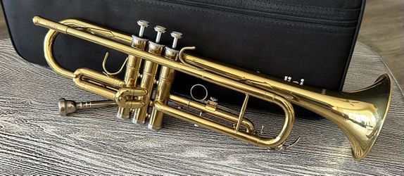 Trumpet with carry case, complete with mouthpiece. $65