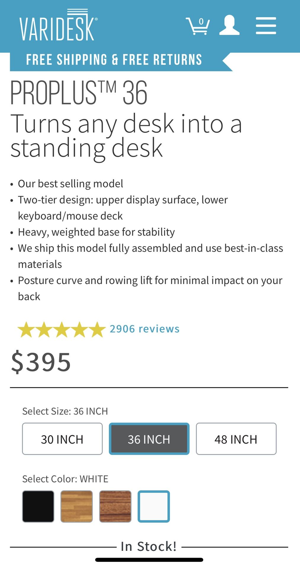 Varidesk — Standing Desk 36inch