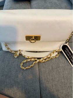 Lord & Taylor genuine leather with leather chain shoulder strap handbag.  Brand new with tags.