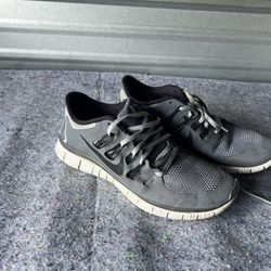 Nike Free 5.0 + Mens 10.5 Med Running Shoes Cool Grey Anthracite White 579959 001