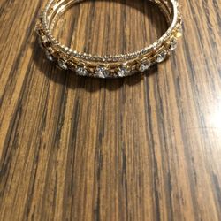 Costume Jewelry, goldstone bracelet with faux diamonds