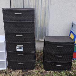 ASSORTED PLASTIC STORAGE BINS  AND DRAWERS $2AND UP