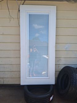 White Door with Full-Length Glass and Built-In Blinds 34x80