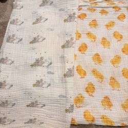 Cotton Swaddle Blankets - Bunnies and Baby Chicks 